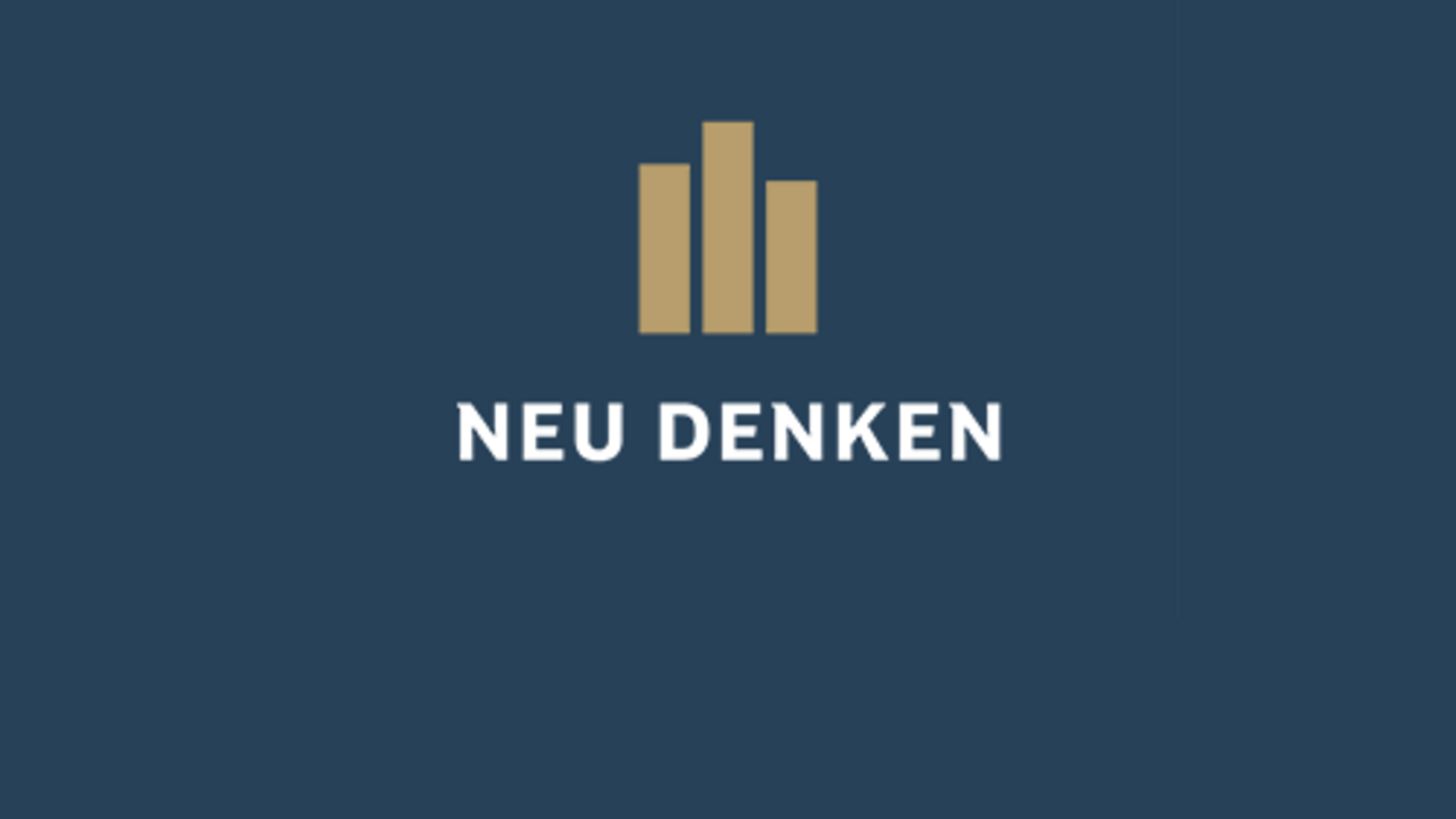 NEU DENKEN 2025 Logo auf Ki-erzeugtem futuristischem Hintergrund