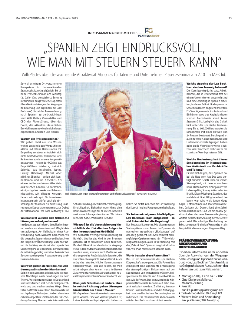 Zeitungsartikel mit Willi Plattes am reden