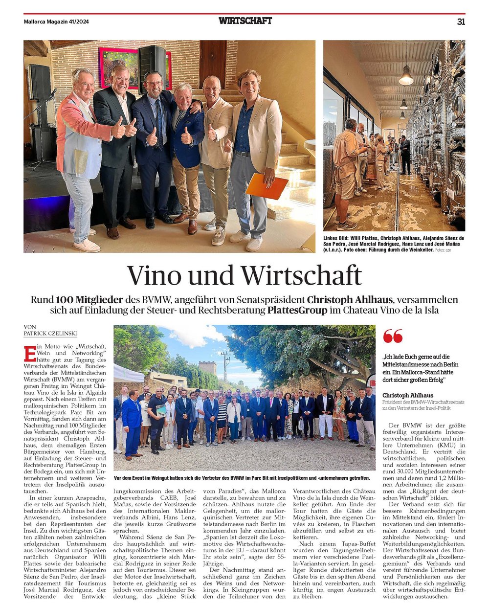 Mallorca Magazin 41/2024: „Vino und Wirtschaft."