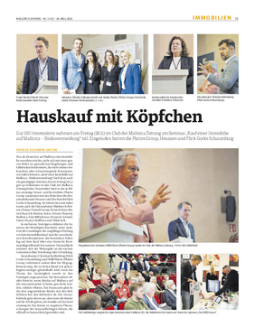 Ausschnitt der Mallorca Zeitung vom 24.03.2022: „Hauskauf mit Köpfchen"