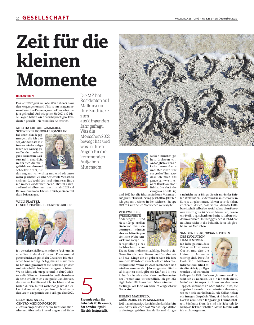 Mallorca Zeitung Nr. 1182 - 29. Dezember 2022: "Zeit für die kleinen Momente."