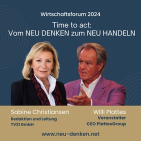 Porträts Sabine Christiansen von TV21 und Willi Plattes CEO PlattesGroup