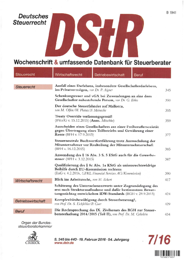 DStR Deutsches Steuerrecht 7/16