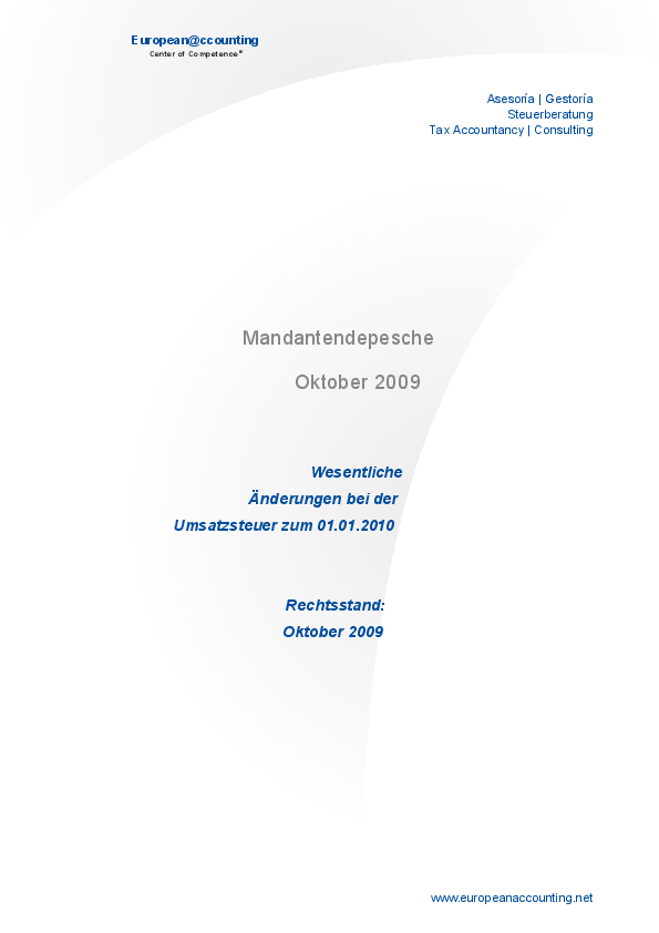 Mandantendepesche Oktober 2009