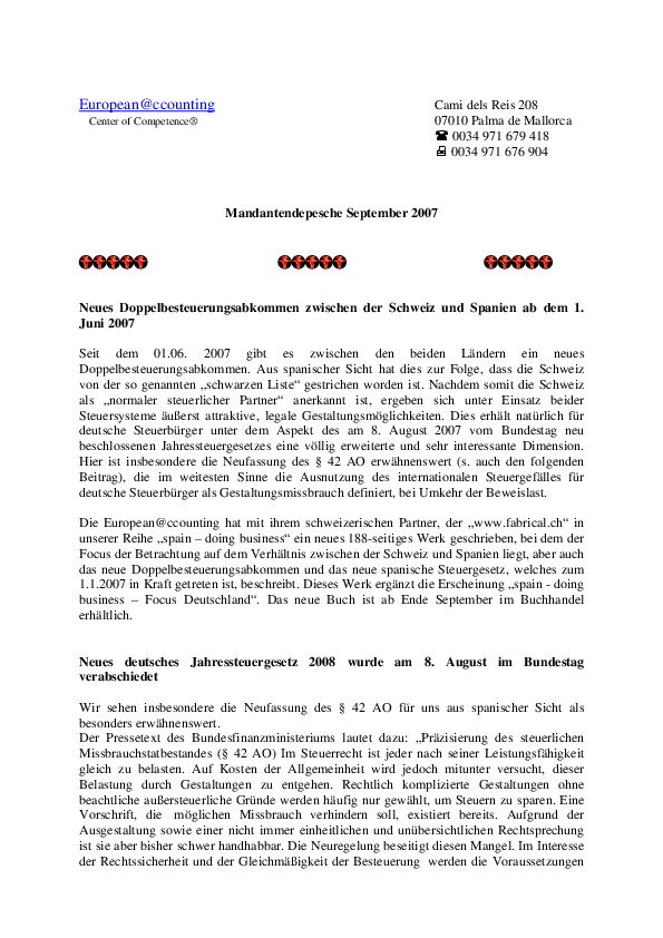 Mandantendepesche März 2007