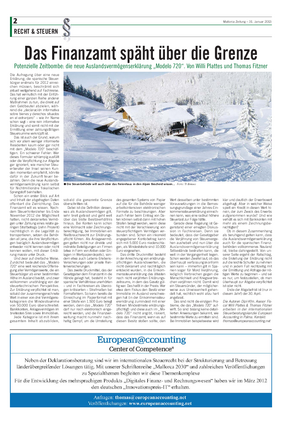 Mallorca Zeitung - 31. Januar 2013: „Das Finanzamt späht über die Grenze."