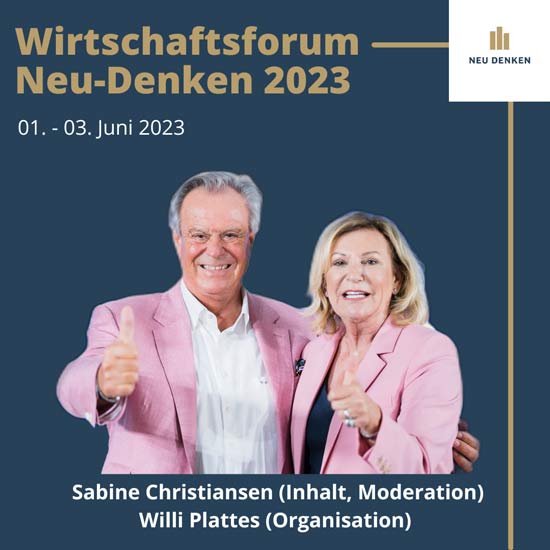 Willi Plattes und Sabine Christiansen mit Daumen nach oben