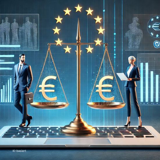 Illustration Lohnwaage zwischen Mann und Frau