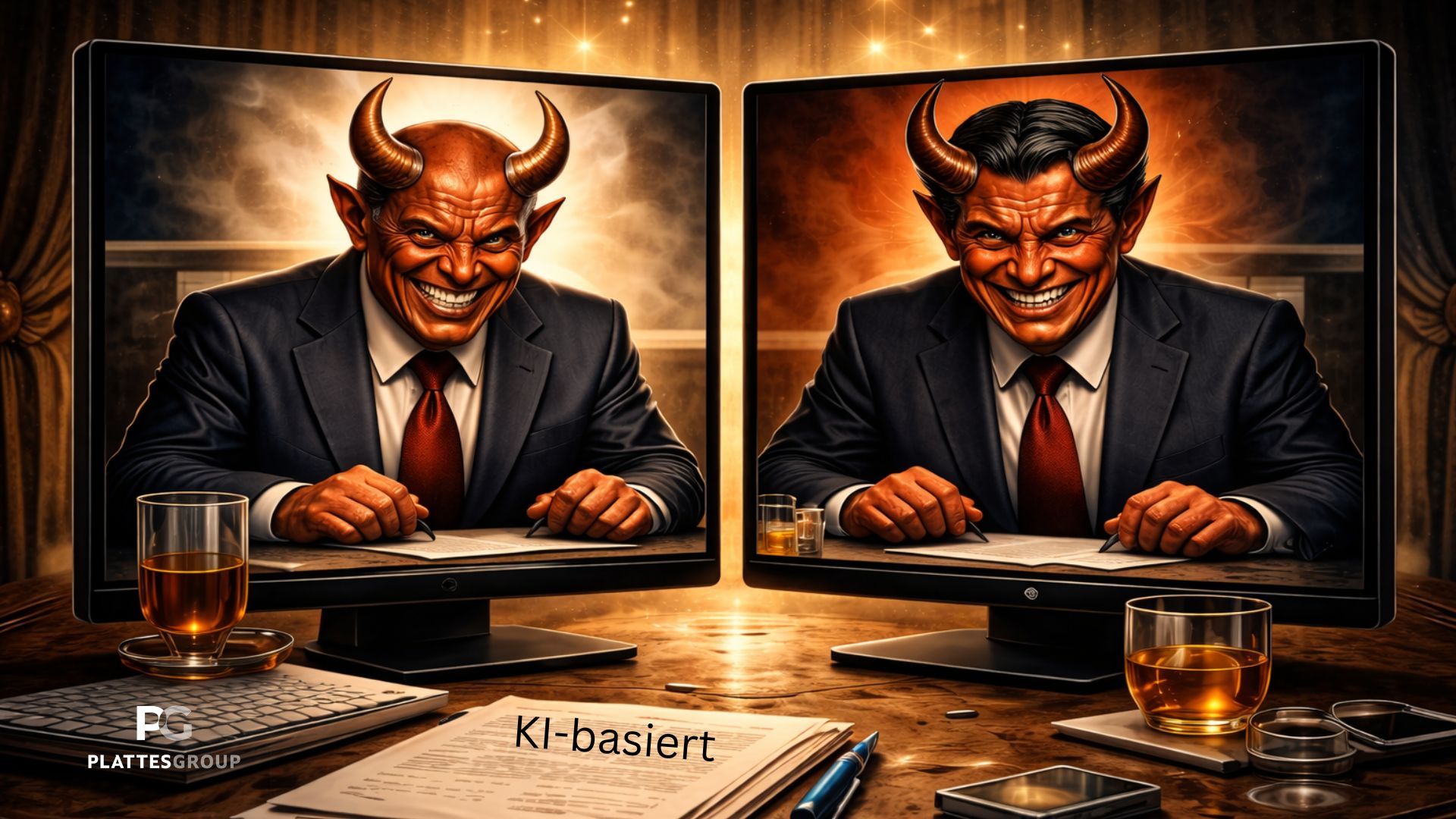 KI-Illustration zweier diabolischer Staatenlenker