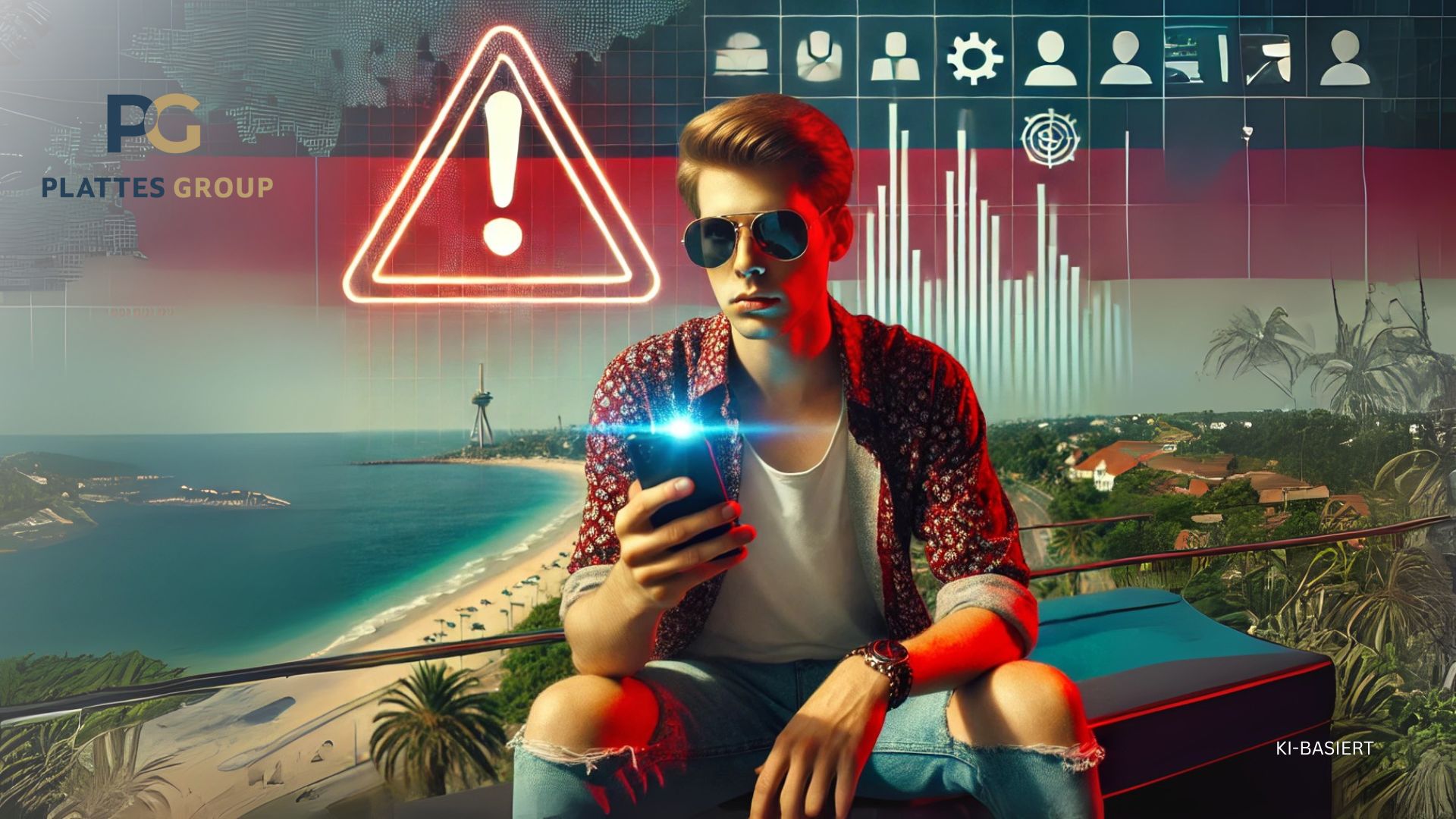 Symbolbild eines Influencers vor einem Strand